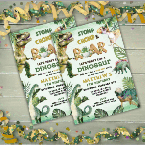 Editable Dinosaur Birthday invitation template
