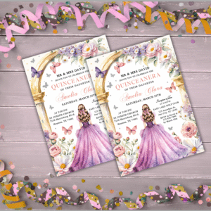 Editable & Customizable Quinceanera invitation template