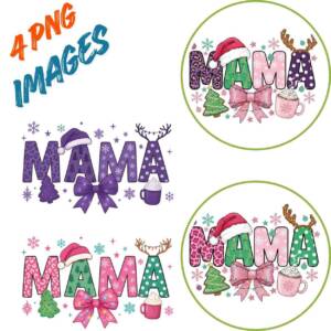 Christmas Theme MAMA PNG Digital Download, Festive Mom Shirt Design, Holiday Gift for Moms, Seasonal Craft File