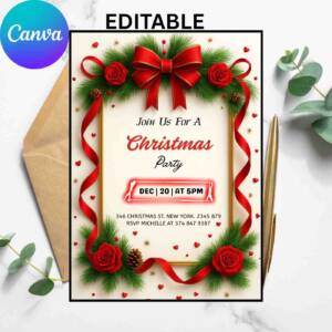 bow Christmas invite 9 1