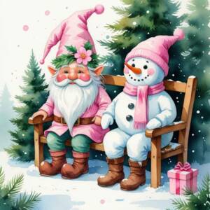 Christmas gnome and snowman cliparts 11
