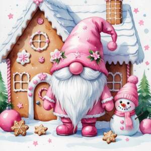 Pink Christmas Gnome PNG Bundle | Cute Gnome & Snowman Clipart | Gingerbread House Gnome PNG | Holiday Gnome PNG | Transparent Background | 13 PNG Images