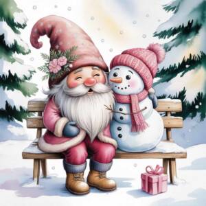 Christmas gnome and snowman cliparts 3