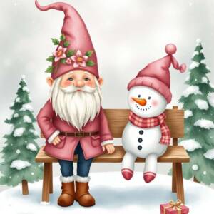 Christmas gnome and snowman cliparts 4