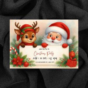 Santa and Reindeer Christmas Invitation 4