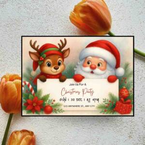 Santa and Reindeer Christmas Invitation 7