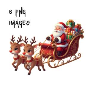Santa and reindeer PNG 2 2