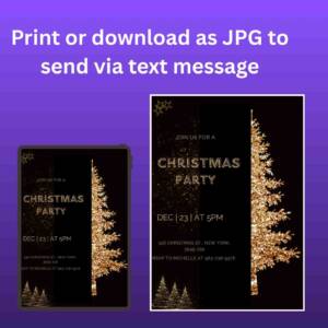 golden tree Christmas invite 2