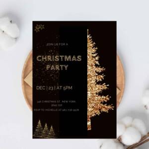 golden tree Christmas invite 4 1